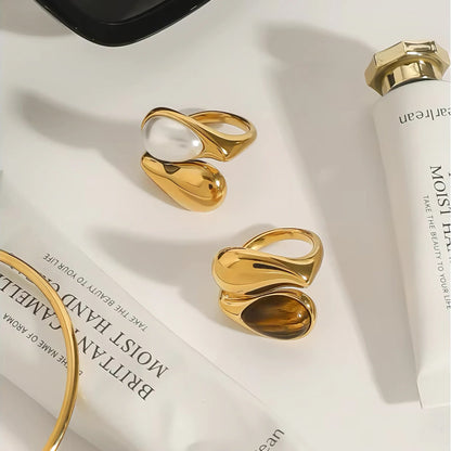 [Echo Fine]Mara Amber Pearl Ring