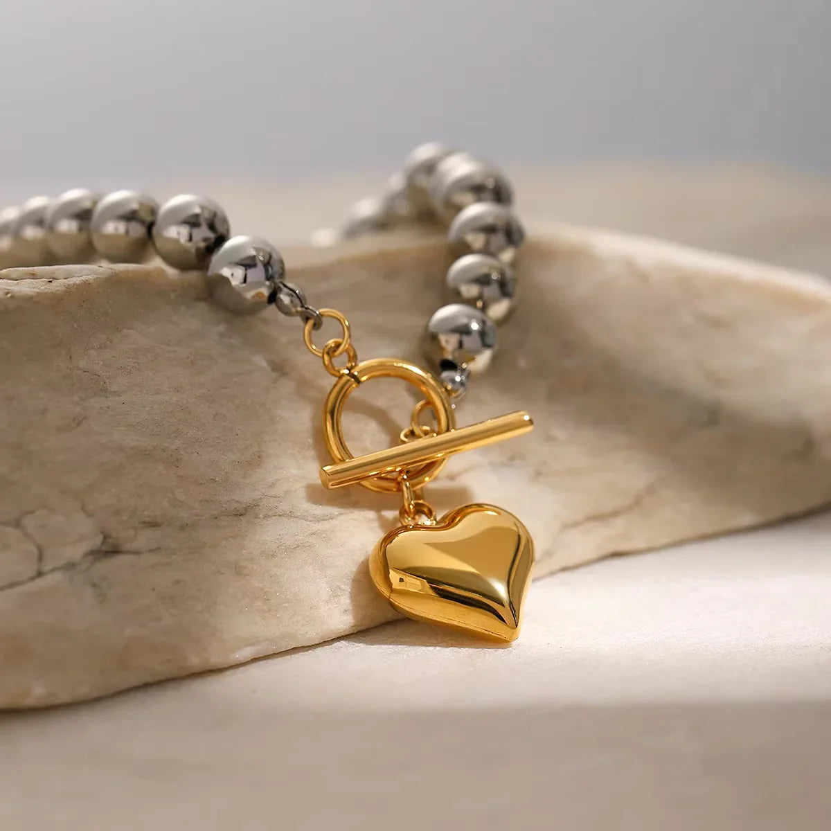 [Echo Fine]Alicia Chunky Bead Heart Bracelet