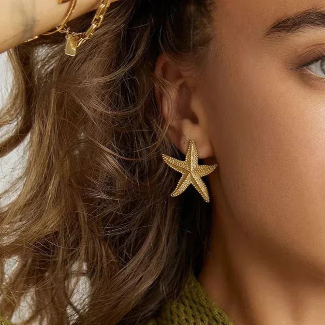 [Echo Fine]Serene Gold Starfish Earrings