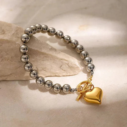 [Echo Fine]Alicia Chunky Bead Heart Bracelet