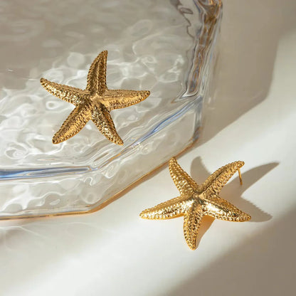 [Echo Fine]Serene Gold Starfish Earrings
