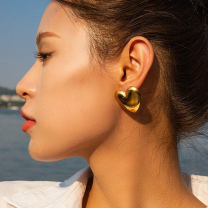 [Echo Fine]Aubree Gold Heart Earrings
