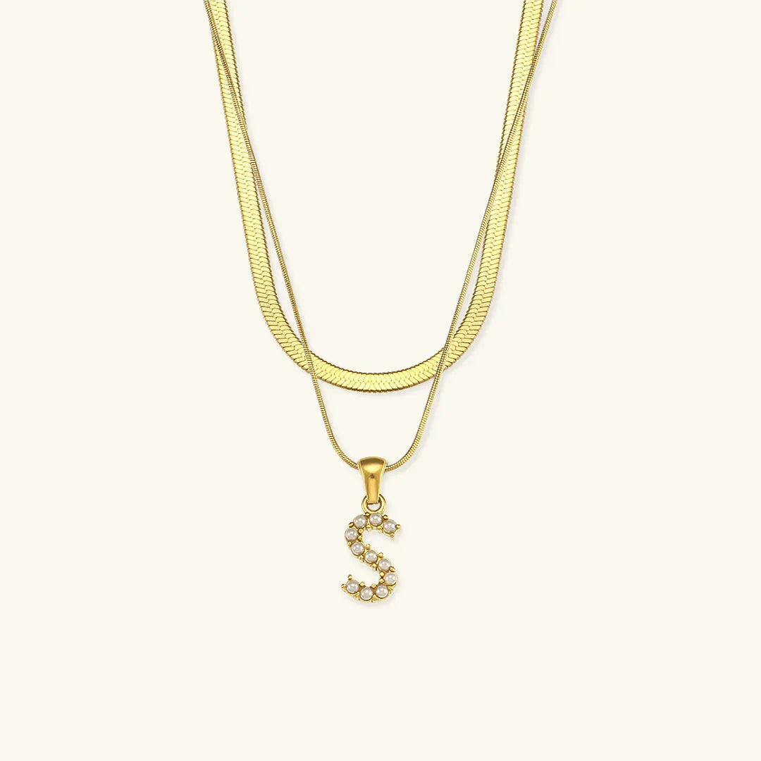 [Echo Fine]Fiona Layered Gold Initial Letter Necklace