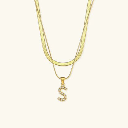 [Echo Fine]Fiona Layered Gold Initial Letter Necklace