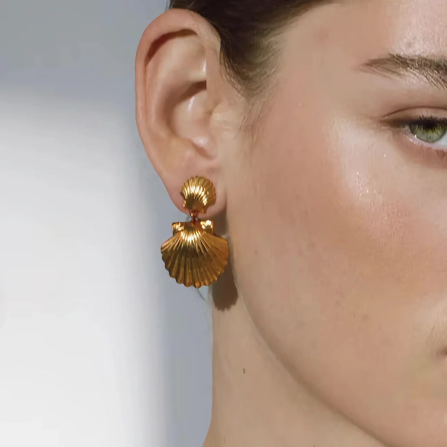 [Echo Fine]Sandy Gold Seashell Earrings