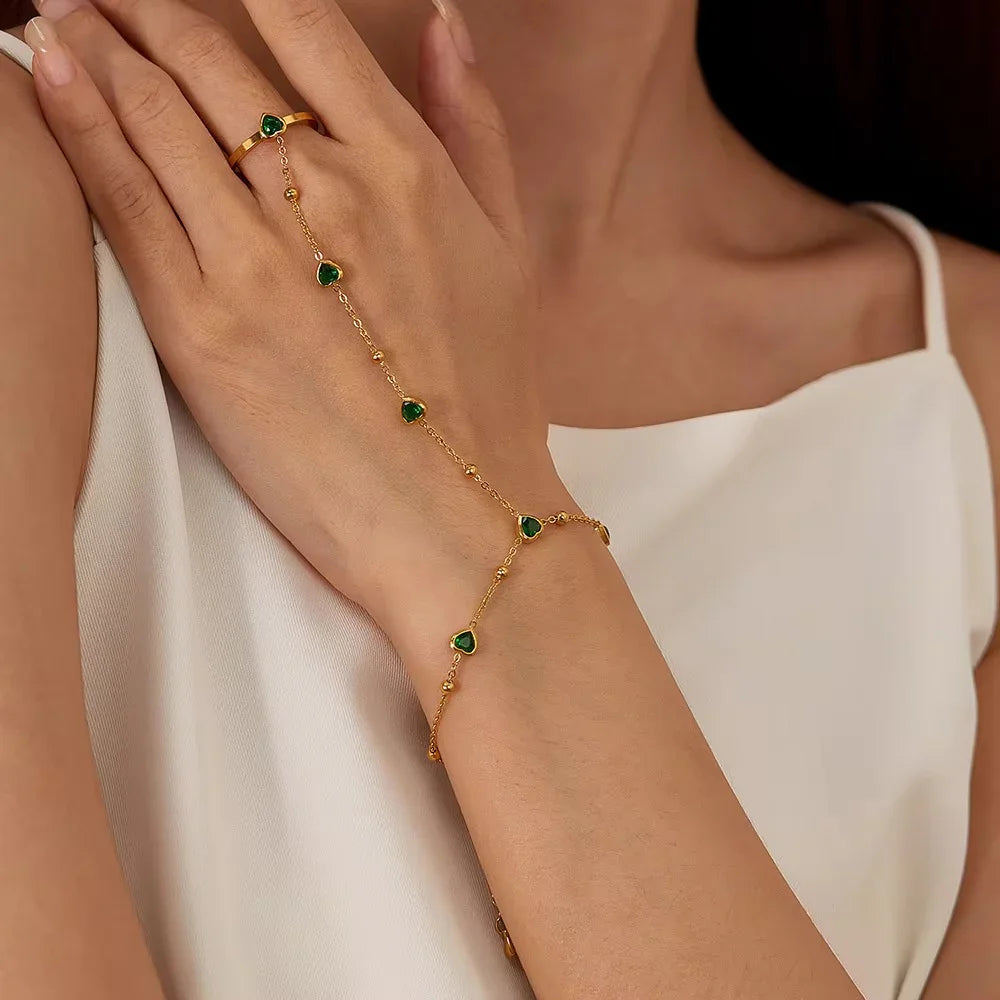 [Echo Fine]Gladys Emerald Heart Hand Chain