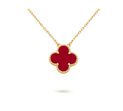 [ECHO ]CLOVER 15MM CARNELIAN SINGLE FLOWER NECKLACE