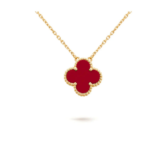 [ECHO ]CLOVER 15MM CARNELIAN SINGLE FLOWER NECKLACE