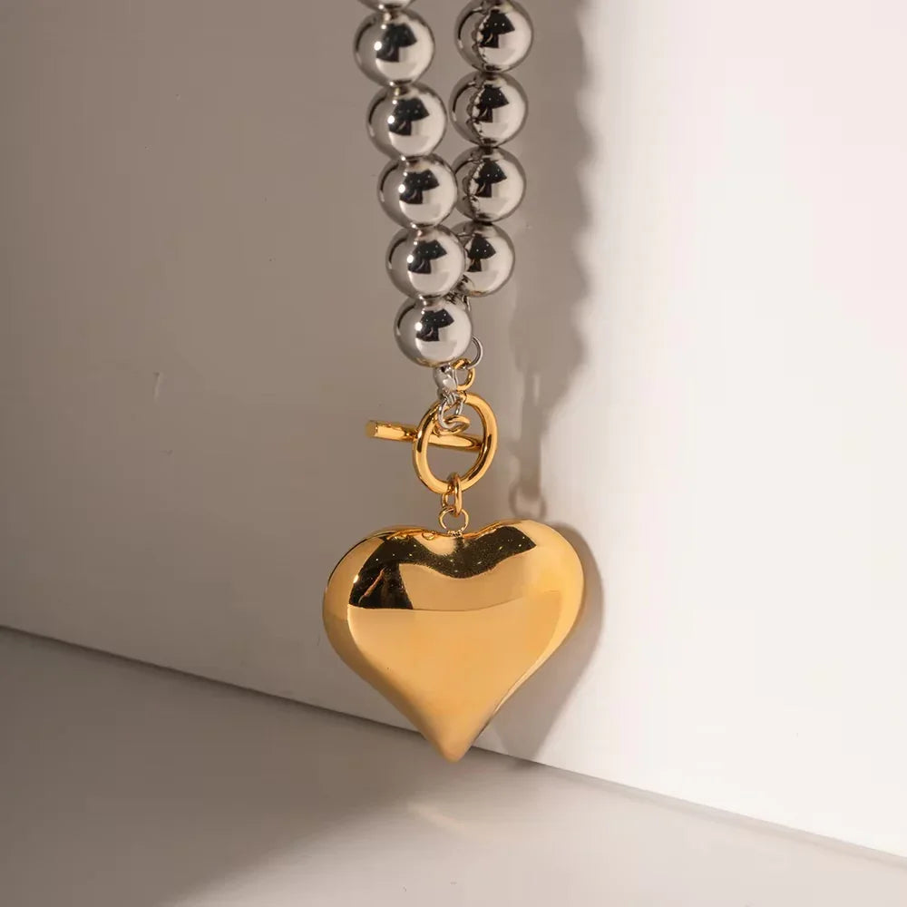 [Echo Fine]Alicia Chunky Bead Heart Pendant