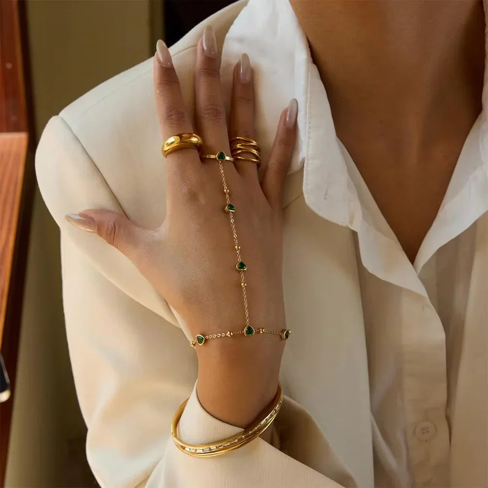 [Echo Fine]Gladys Emerald Heart Hand Chain