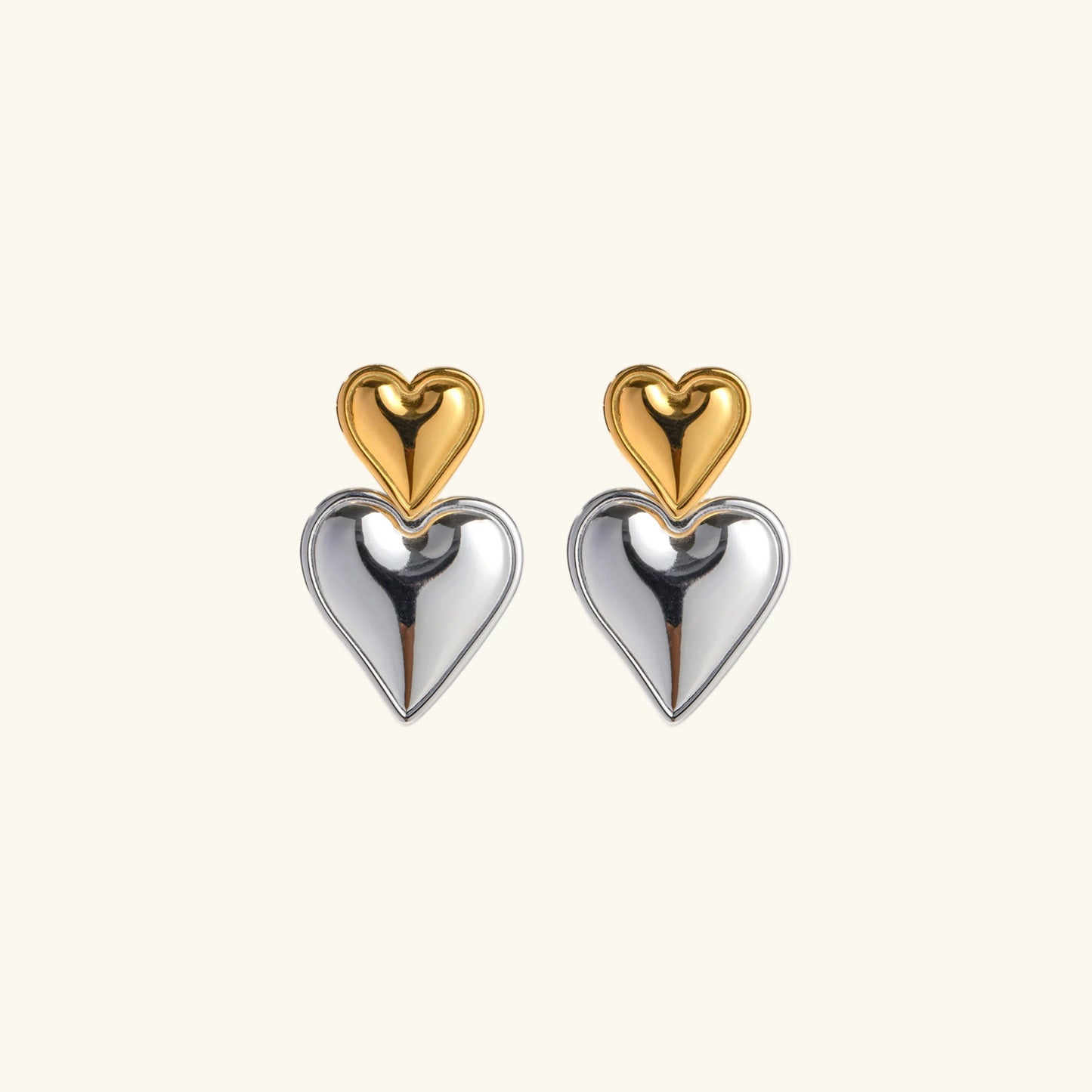 [Echo Fine]Zofia Two Tone Heart Earrings