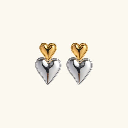 [Echo Fine]Zofia Two Tone Heart Earrings
