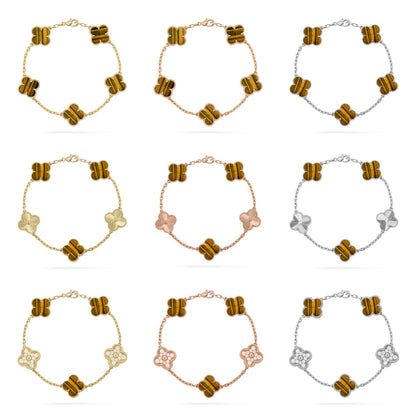 [ECHO ] CLOVER 5 MOTIFS TIGER EYE BRACELET COLLECTION