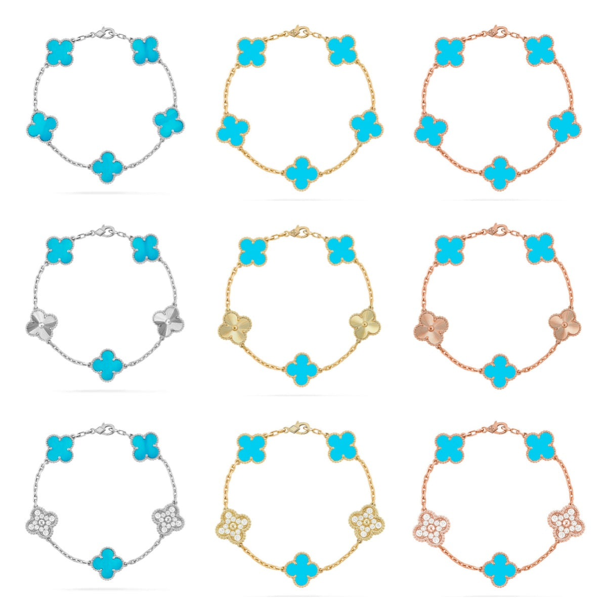 [ECHO ] CLOVER 5 MOTIF TURQUOISE BRACELET COLLECTION