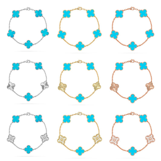[ECHO ] CLOVER 5 MOTIF TURQUOISE BRACELET COLLECTION