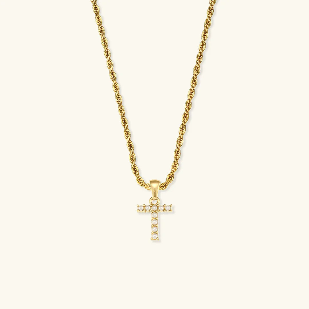 [Echo Fine]Elodie Initial Letter Pearl Necklace