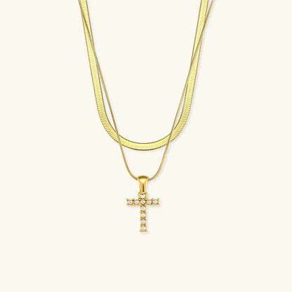 [Echo Fine]Fiona Layered Gold Initial Letter Necklace