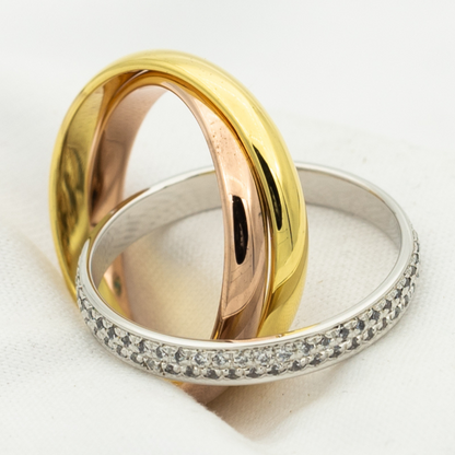 [ECHO ]TRINITY RING GOLD PINK GOLD SILVER DIAMONDS