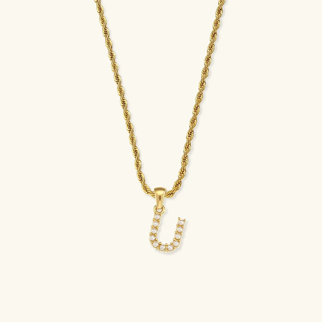 [Echo Fine]Elodie Initial Letter Pearl Necklace