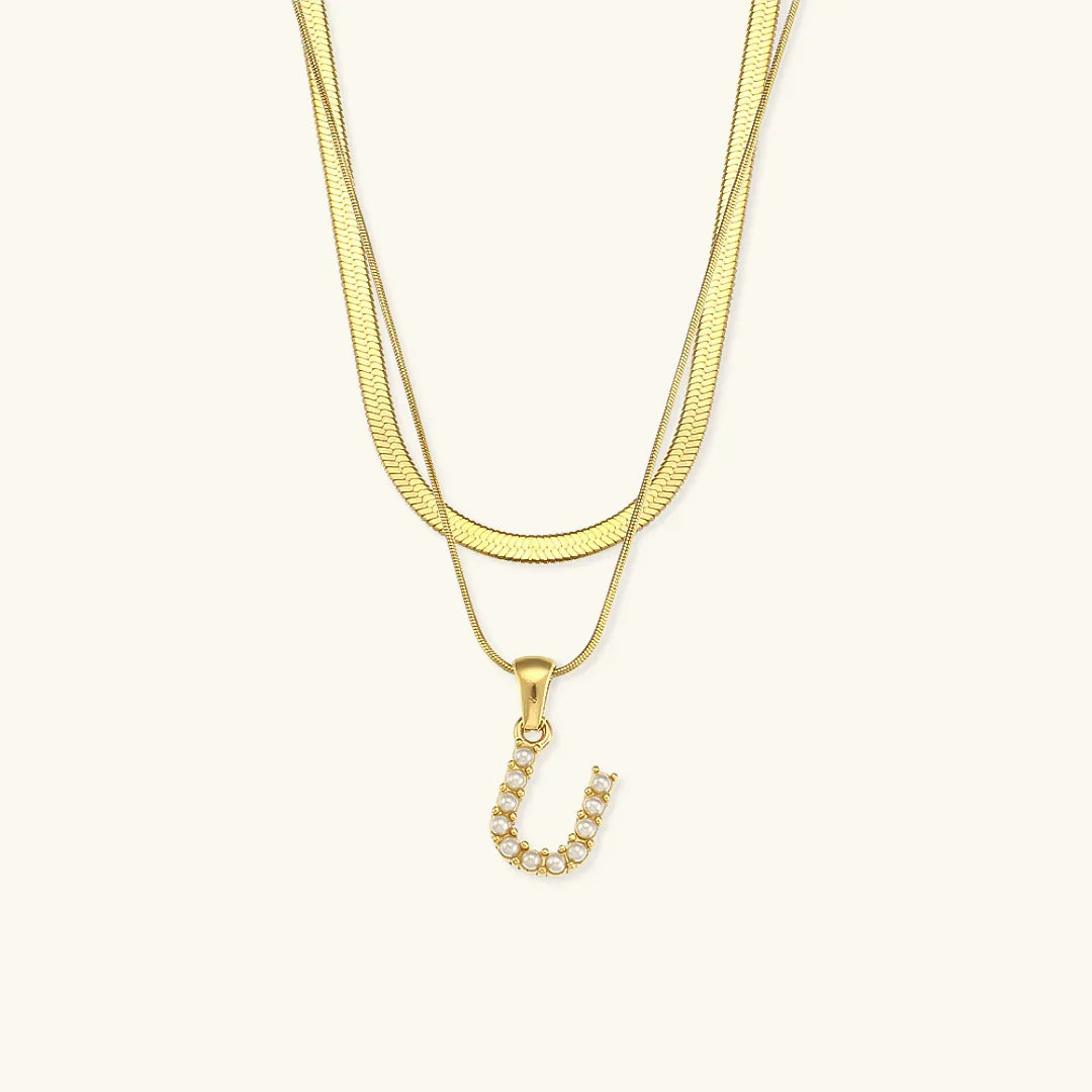 [Echo Fine]Fiona Layered Gold Initial Letter Necklace