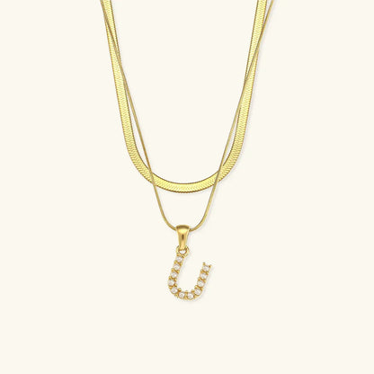 [Echo Fine]Fiona Layered Gold Initial Letter Necklace