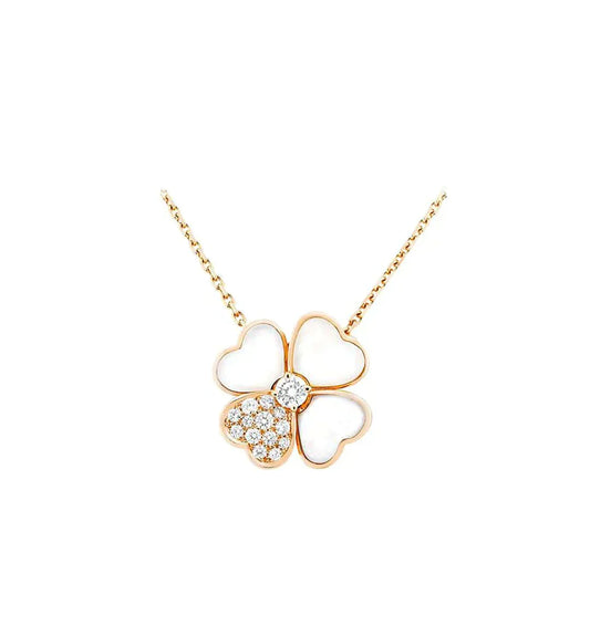 [ECHO ]CLOVER MOP DIAMOND ROSE GOLD NECKLACE