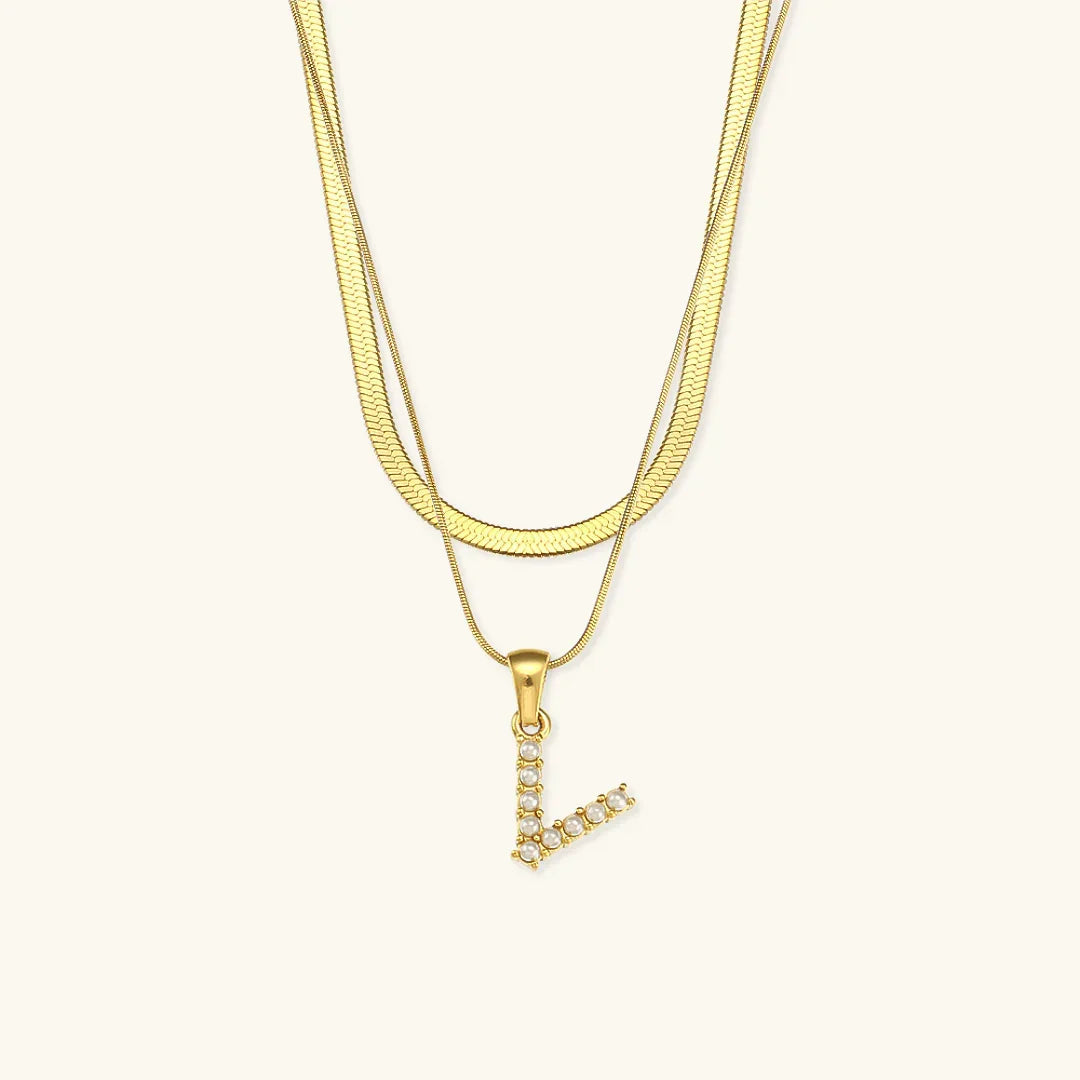 [Echo Fine]Fiona Layered Gold Initial Letter Necklace