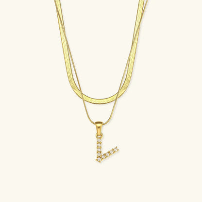 [Echo Fine]Fiona Layered Gold Initial Letter Necklace