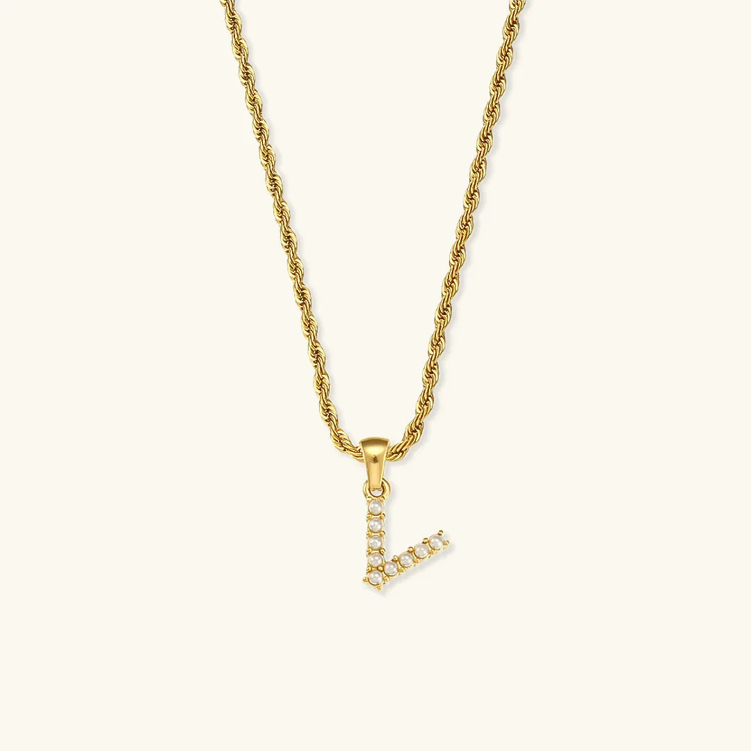 [Echo Fine]Elodie Initial Letter Pearl Necklace