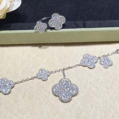 [ECHO ]CLOVER 6 MOTIFS SILVER DIAMOND BRACELET