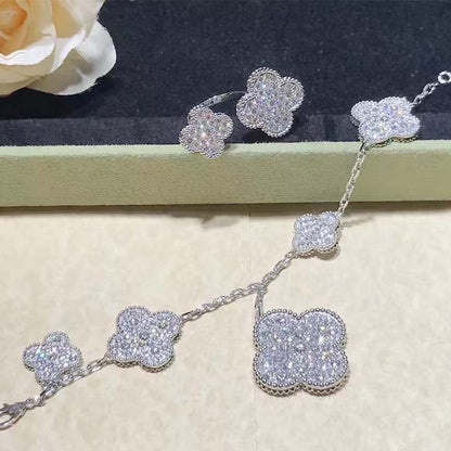[ECHO ]CLOVER 6 MOTIFS SILVER DIAMOND BRACELET