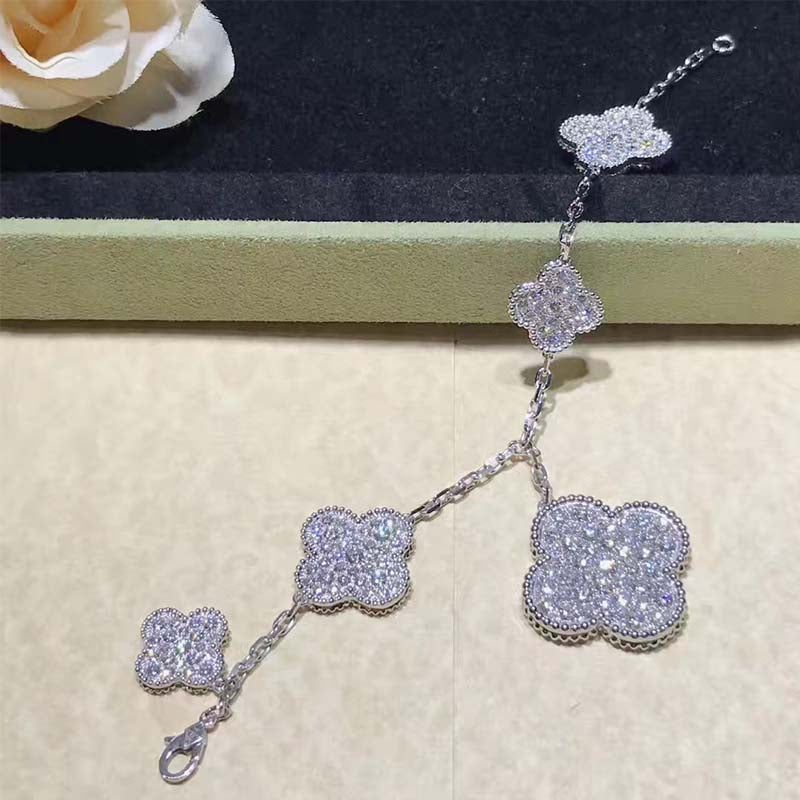 [ECHO ]CLOVER 6 MOTIFS SILVER DIAMOND BRACELET