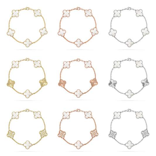 [ECHO ]CLOVER WHITE PEARL MOP 5 MOTIF BRACELET COLLECTION