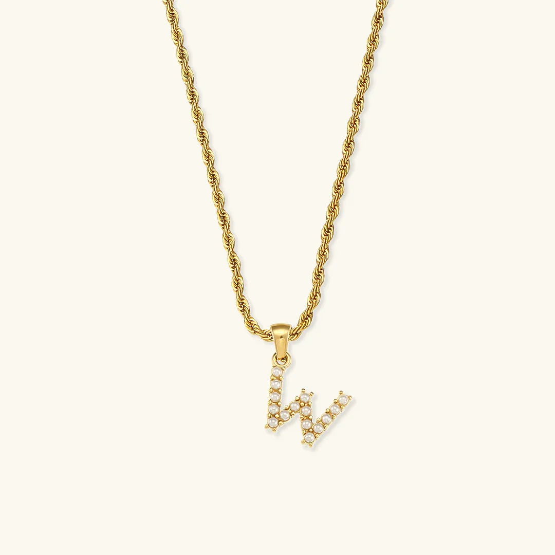 [Echo Fine]Elodie Initial Letter Pearl Necklace
