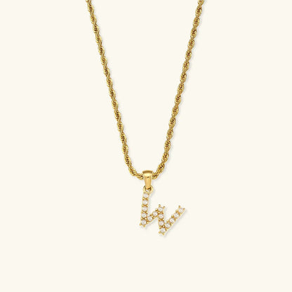 [Echo Fine]Elodie Initial Letter Pearl Necklace