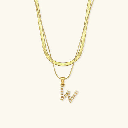 [Echo Fine]Fiona Layered Gold Initial Letter Necklace