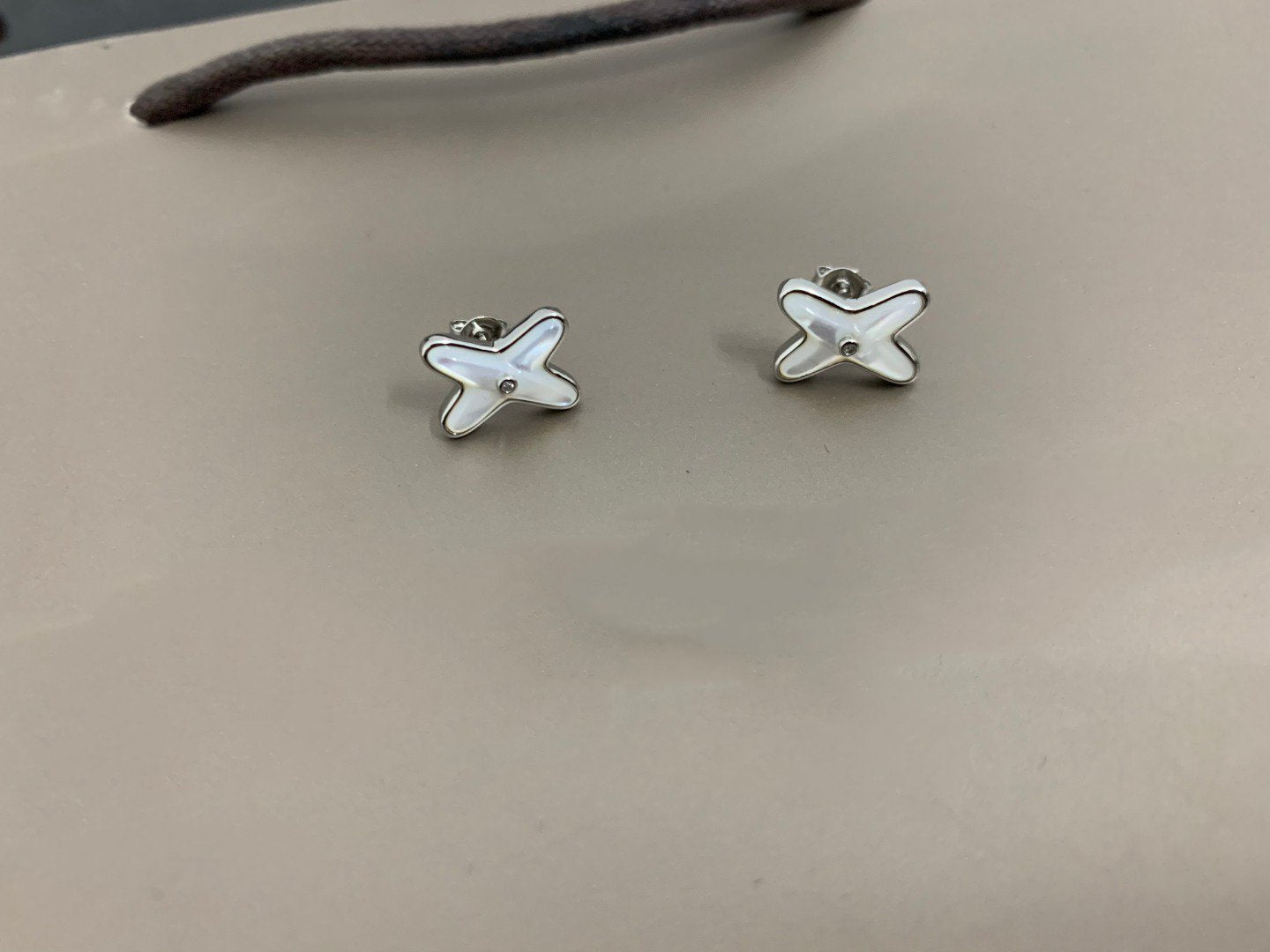 [ECHO ]JEUX DE WHITE MOP SILVER DIAMOND EARRINGS