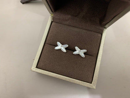 [ECHO ]JEUX DE WHITE MOP SILVER DIAMOND EARRINGS