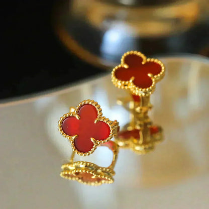 [ECHO ]CLOVER MEDIUM 1 MOTIFS CARNELIAN  EARRINGS