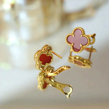 [ECHO ]CLOVER MEDIUM 1 MOTIFS CARNELIAN  EARRINGS