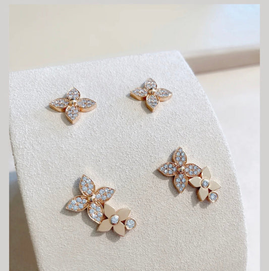 [ECHO ]STAR BLOSSOM STUD EARRINGS PINK GOLD DIAMONDS