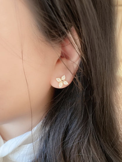 [ECHO ]STAR BLOSSOM STUD EARRINGS PINK GOLD DIAMONDS