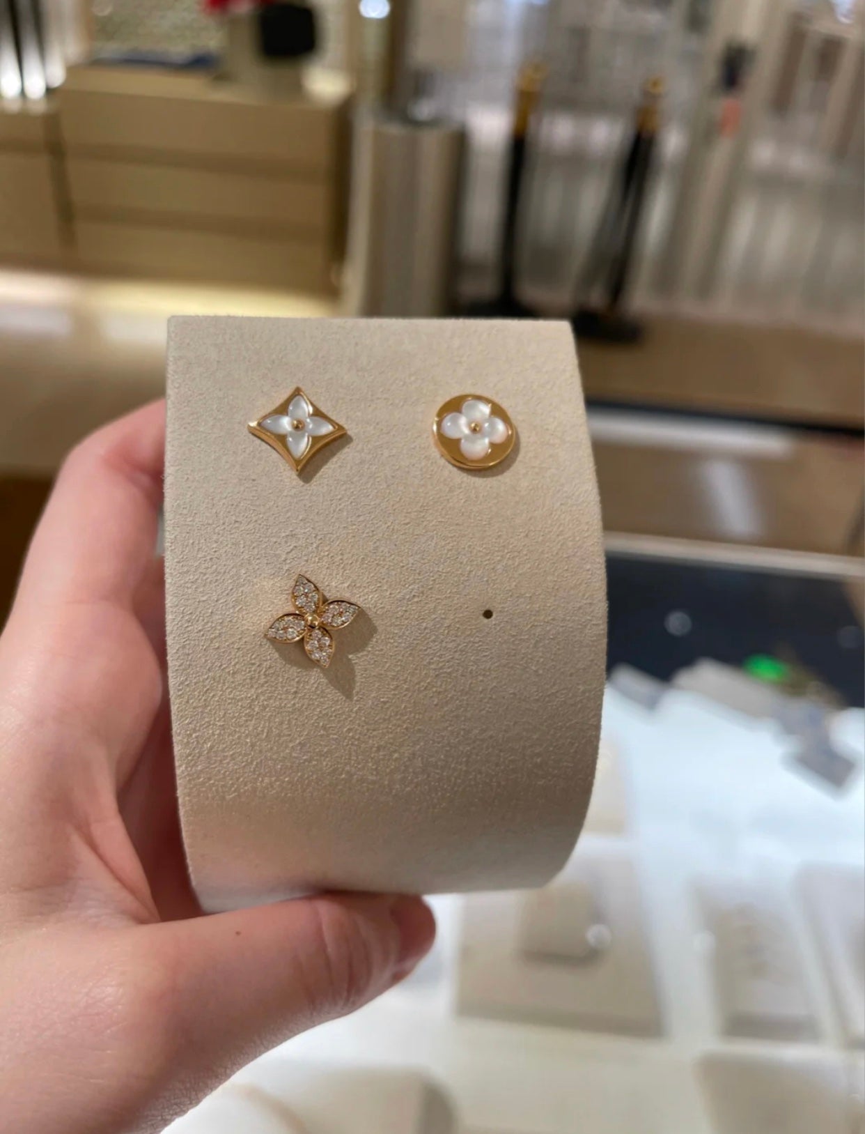 [ECHO ]STAR BLOSSOM STUD EARRINGS PINK GOLD DIAMONDS