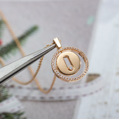[ECHO]LUCKY MOVE PM NECKLACE PINK GOLD DIAMOND
