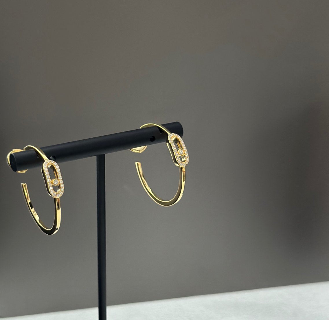 [ECHO]CREOLES MOVE UNO PM DIAMOND EARRINGS