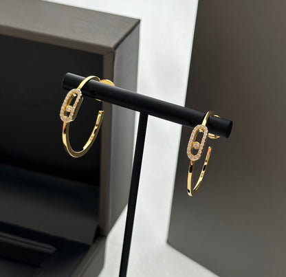 [ECHO]CREOLES MOVE UNO PM DIAMOND EARRINGS