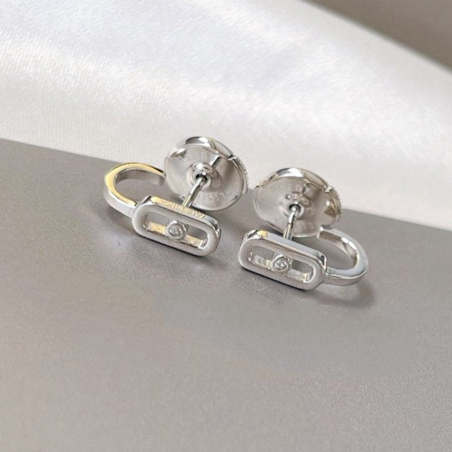 [ECHO]CREOLES MOVE UNO MINI 1 DIAMOND EARRINGS
