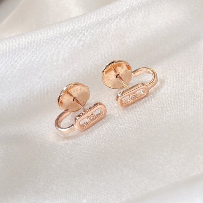 [ECHO]CREOLES MOVE UNO MINI 1 DIAMOND EARRINGS