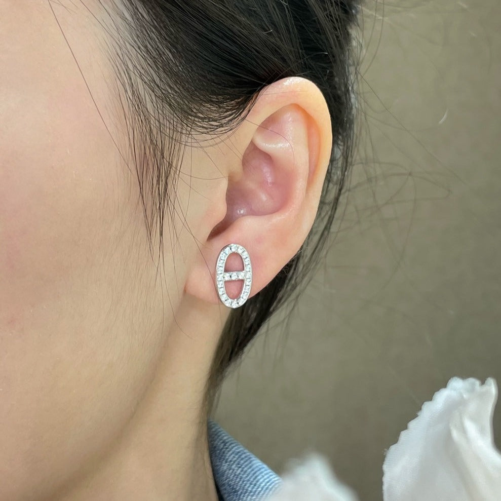 [ECHO ]HM FULL DIAMOND PIG NOSE STUD EARRINGS