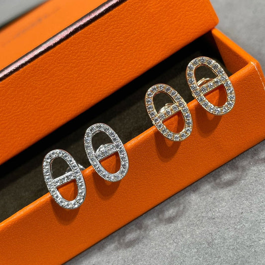 [ECHO ]HM FULL DIAMOND PIG NOSE STUD EARRINGS